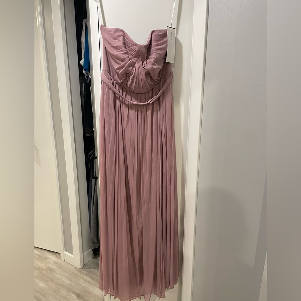 NWT David’s bridal bridesmaid six panel convertible gown. color: quartz